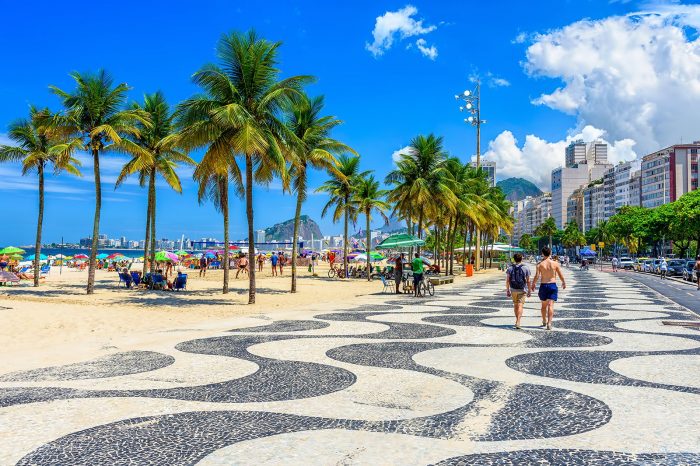 Orla da praia de Copacabana no Rio de Janeiro